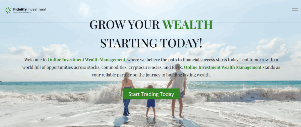 Fidelity Investment Wealth Management homepage